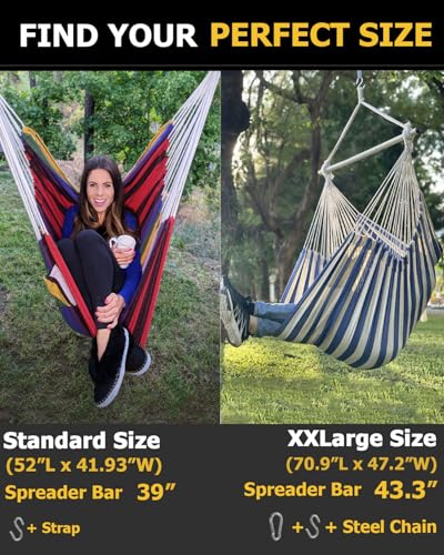 Image of ADVOKAIR Hammock Chair Large 70.9 inchx47.2 inch, 32% Bigger XXL Hanging Swing Chair with 500lbs Capacity, Heavy Duty Steel Spreader Bar, Extra Roomy Comfort for Adult Indoor Outdoor Bedroom Patio