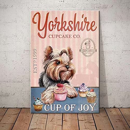 Yorkshire Dog Vintage Metal Tin Sign Aluminum Metal Tins Sign for Men Women, Wall Decor for Home Toilet Signs Bars Cafes Pubs 12x8 Inches