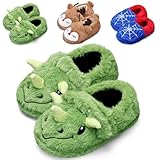 WateLves Hausschuhe Kinder Jungen Winter Weiche Wärme Plüsch Pantoffel kinder Pantoffeln Und Rrutschfester Sohle für Innen- und Außenbereich(Triceratops,32/33)