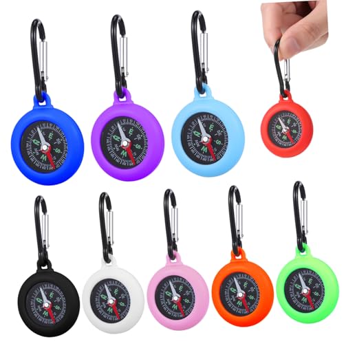 Brújula de bolsillo con mosquetón Toyvian 9 piezas miniatura 1
