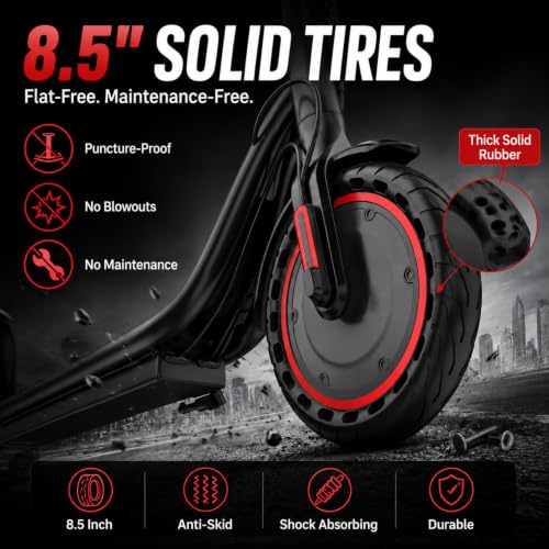 Image of Electric Scooter for Adults and Teens, 19 MPH, 15 to 21 Miles Long Range, 350W Motor, Lightweight E Scooter with App, 8.5-inch Tires and Dual Braking
