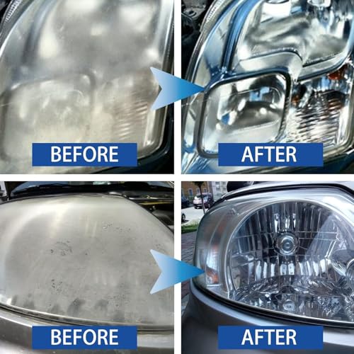 Image of Car Headlights Restoration Kit,Headlight Stain Remover, Headlight Polish Cleaner for Lights Repair with Scratch Removal, Easy to Apply, Long-Lasting Shine,100ml Cleaner with Sponge & Cloth