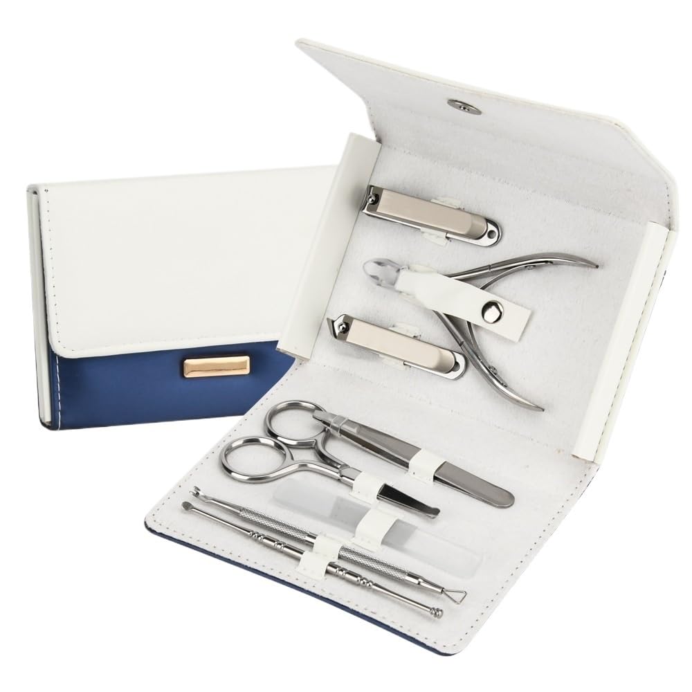 SaryEdge Portable Nail Clipper Set of 8 Foot Trimming Tools Nail Files Manicure Set,Blue-30.5 * 14.5cm,Blue-30.5 * 14.5cm