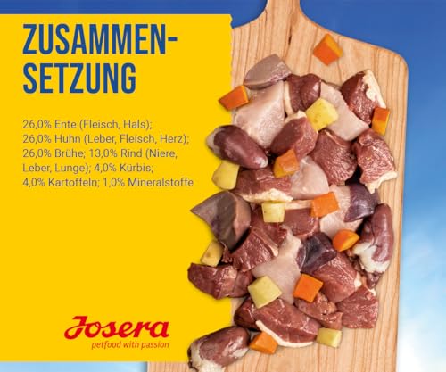 JOSERA Meat Lovers Menu Duck with Pumpkin (6 x 800 g) | Adult | Premium Nassfutter für ausgewachsene Hunde | Ente mit Kürbis - mit viel Fleisch (65%) | weizenfrei | Hundefutter nass | 6er Pack