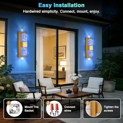Image of Smart Outdoor Wall Light, RGB, App and Alexa, Gold, 12W 1-Pack