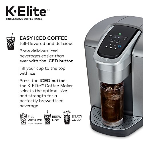 Keurig K-Elite Coffee Maker, Single Serve K-Cup Pod Coffee Brewer, With Iced Coffee Capability, Brushed Silver #TOP4