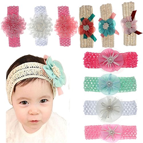 FEITONG(TM)10PC Lovely Cute Baby Girls Headband Headwear Elastic Flower Photography Hairband (Style A)