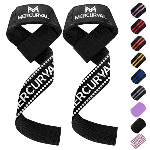MERCURYAL Straps Gym   Straps Powerlifting   Complemento para el Gimnasio   Accesorios para Gym   Lifting Straps   Agarraderas Gimnasio   Peso Muerto (Straps Negro Silicona)