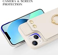 Vista 9 de LAMEEKU Magsafe - Funda tipo cartera compatible con iPhone 13 con Crossbody, funda de piel con tarjetero y anillo de rotación de 360, funda