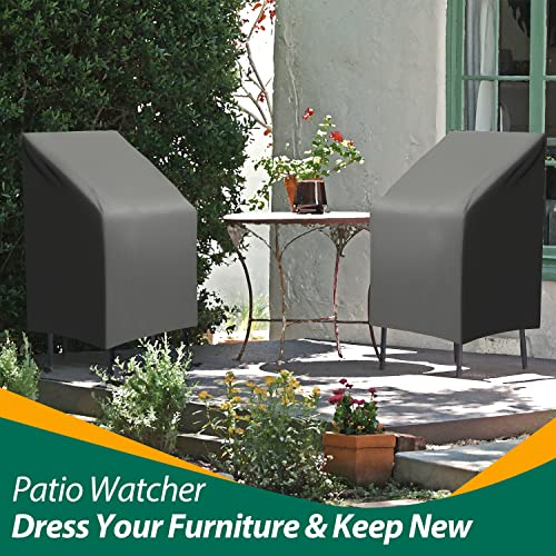Patio Watcher 100% Waterproof Patio Lounge Chair Cover, Durable Outdoor Lawn Patio Furniture Covers - Grey -Stackable-25.5"L X 35.5"D X 45"H-2Pack #TOP7