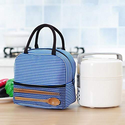 Diaper Portable Stripe Lunch Bag Thermal Canvas Food Container Tote Handbag Lunch Bags