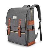 Ronyes College Bag Fits up to 15.6’’ Laptop Casual Rucksack Waterproof School Backpack Daypacks with USB Unisex(Grey)