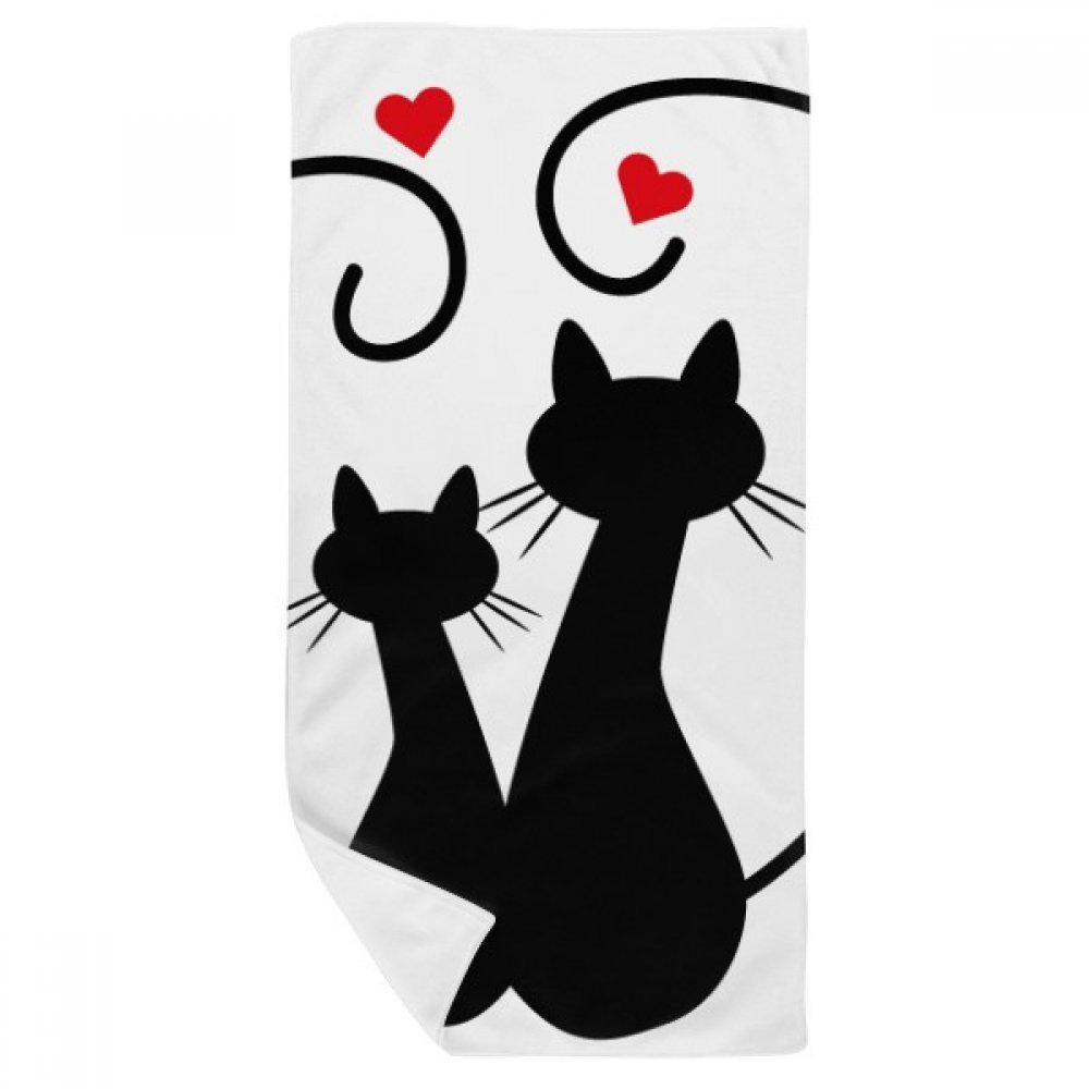 Serviette de bain chat contre irritations : gant de toilette 35x70cm doux et multicolore