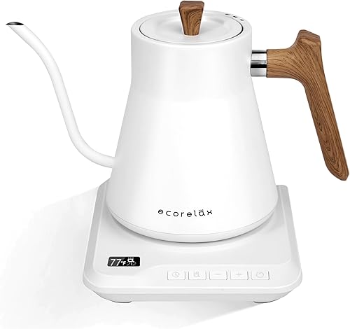 Ecorelax Hervidor eléctrico de cuello de cisne con control de temperatura preciso de  1 , 1200 W para café y té, 100% acero inoxidable, hervir disponible en Yaxa El Salvador