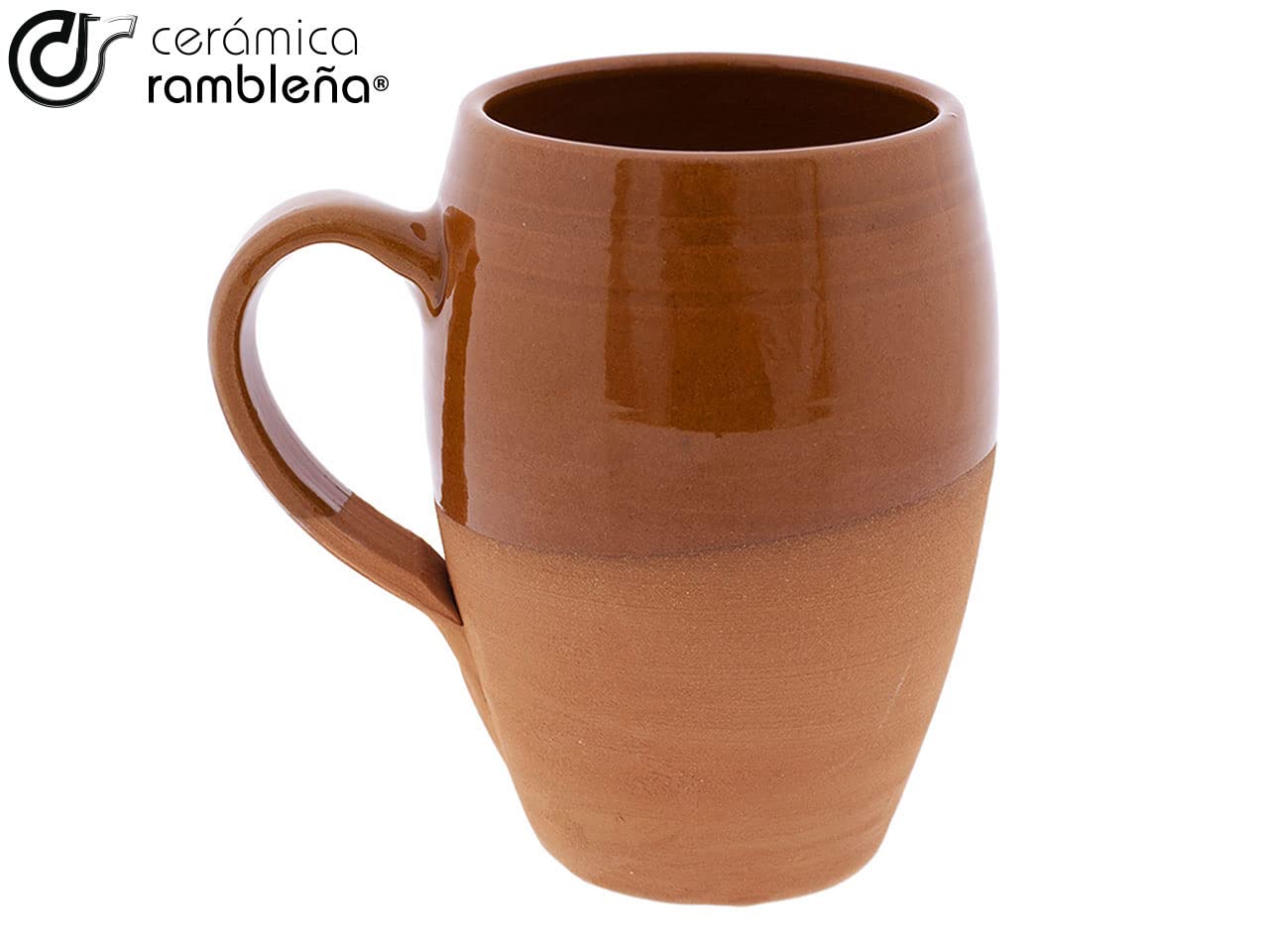 CERAMICA RAMBLEÑA | Kieliszek do piwa | Czerwone błoto dzbanek - Model 06 | Dzbanki do piwa w czerwonym błocie | Szklanki do wody | 100% ręcznie robione | 330 ml