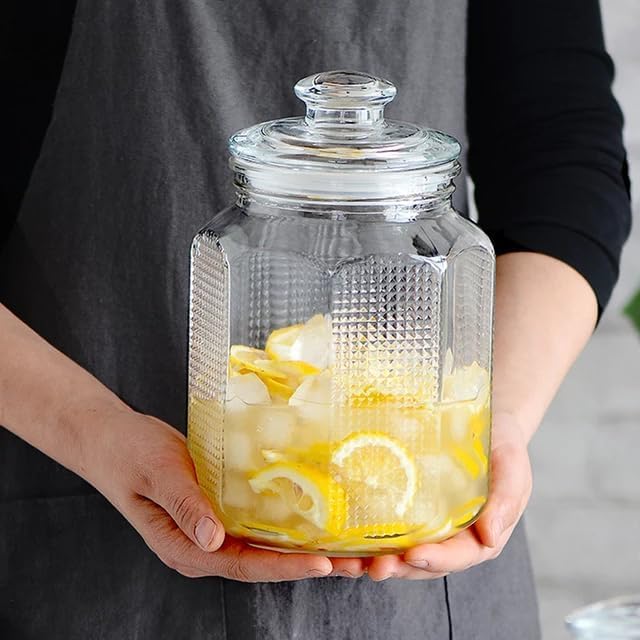 Image of 2300 ML Glass Storage Jar - Large Airtight Kitchen Container, Clear Preserve Jar for Pickles, Masala, Sugar, Cookies & Dry Food - Pack of 1, Premium Food-Safe & Leak Proof AC