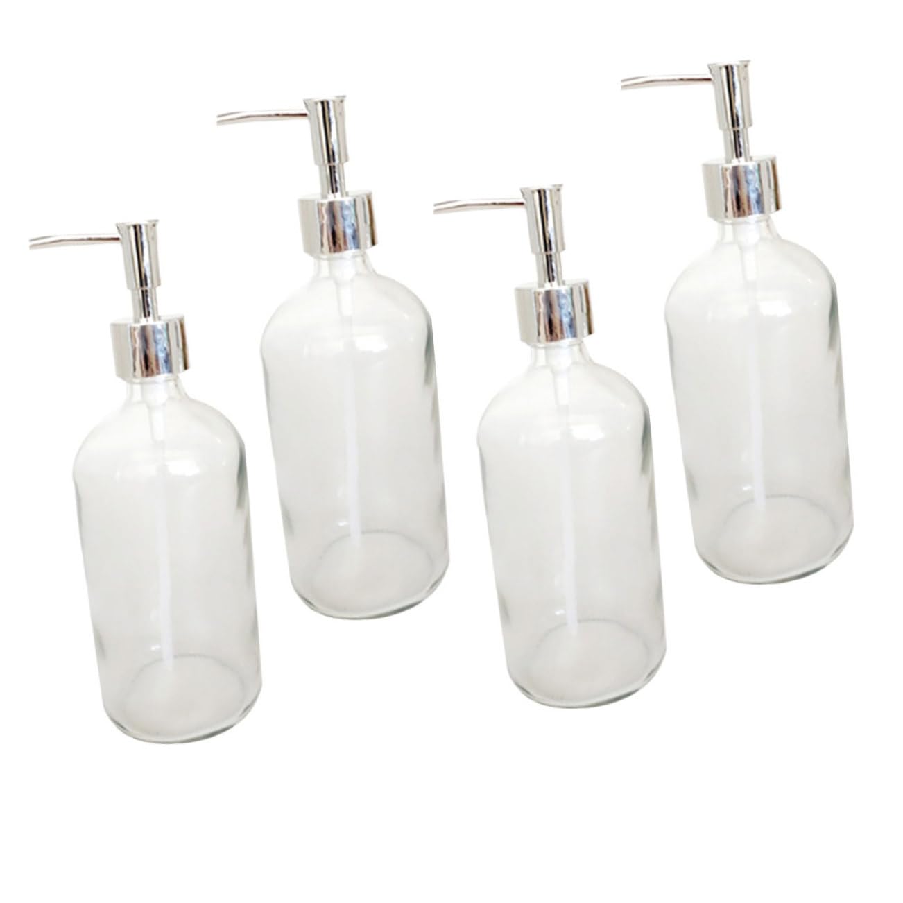 Botellas de Loción de Vidrio 500ml con Bomba, 4 Piezas de Color Blanco