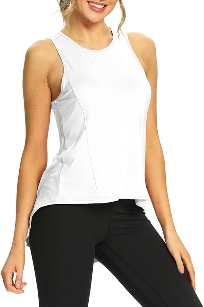 Mippo Womens Workout Tops Yoga Tank Open Back Tops Sleeveless Pilates Gym Shirts Activewear Tops Flowy Racerback Tank Top White M at  Women’s Clothing store