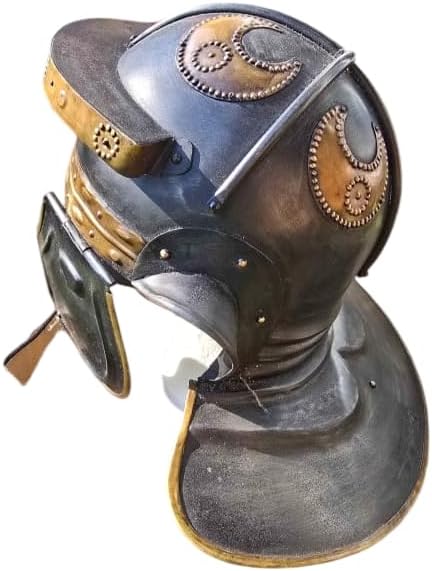 Medieval Roman Centurion Helmet with Brass Accents & Cheek Guards | Steel Armor Helmet for LARP, Reenactment, Cosplay & Costume Wear.