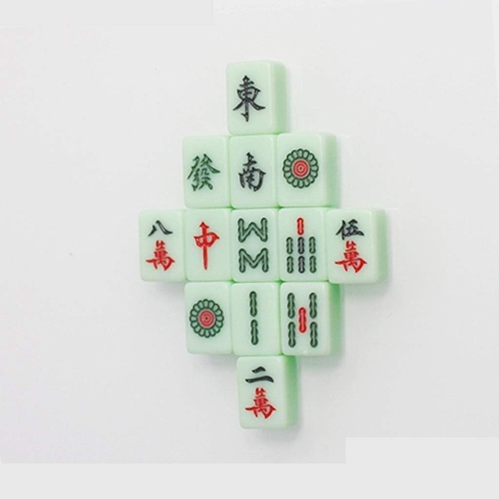 Mahjong 20mm Emerald Mini Mahjong Travel Mahjong Game Set, Incluse 144 Tessere con Tessere Mahjong in Scatola di Ferro(Pink)