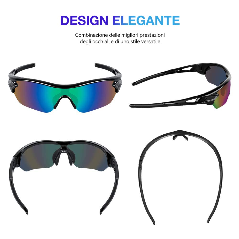 BEACOOL Occhiali da Sole Sportivi Polarizzati Uomo Donna Adolescente Ciclismo Baseball Militare Running Driving Pesca Golf Motocicletta Tac UV400