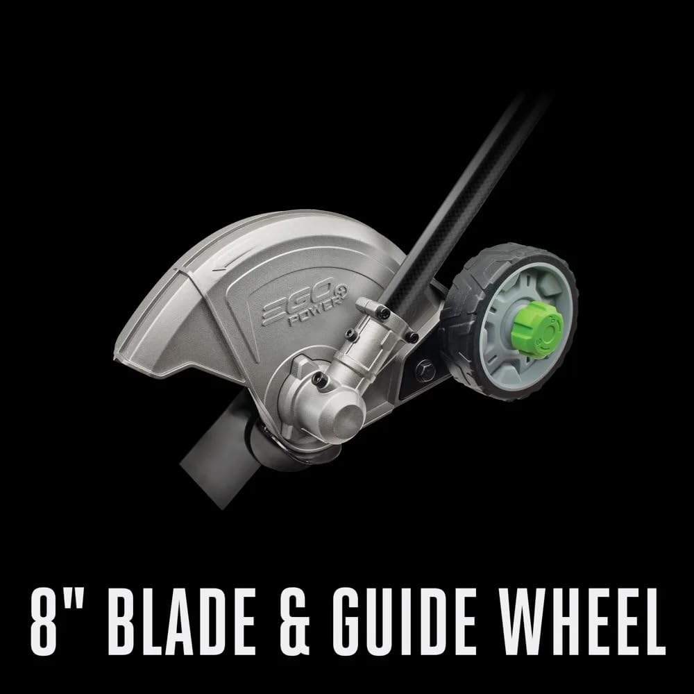 8-inch edger blade and guide wheel with depth adjustment