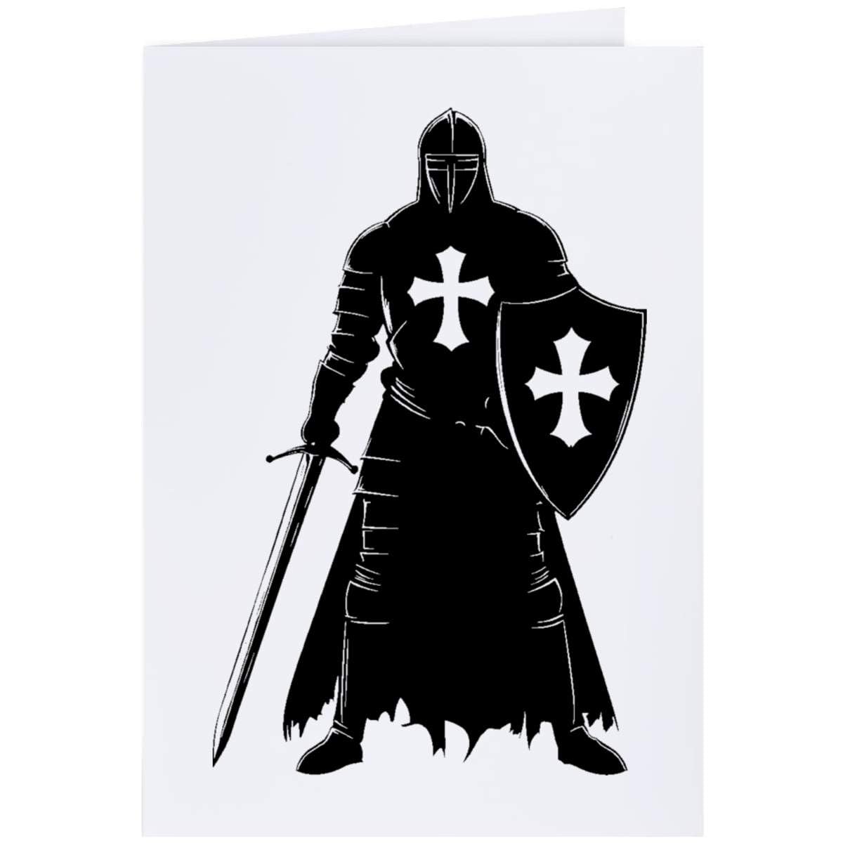 Azeeda Large (A4) 'Medieval Knight Standing' Blank Greeting Card (GC00074212)