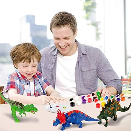 VATOS Dinosaur Painting Kit-Paint Your Own 3D Dinosaur Toys with 12 color Safe and non-toxic watercolor paint,washable Science Arts and Crafts Sets for Boys Girls Kids 3 4 5 6 7 Year Old Best Gift
