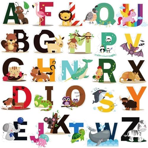 DEKOSH Animal Alphabet Kids Wall Decals - Peel & Stick Educational Baby Stickers for Playroom, Classroom Decoration image 5