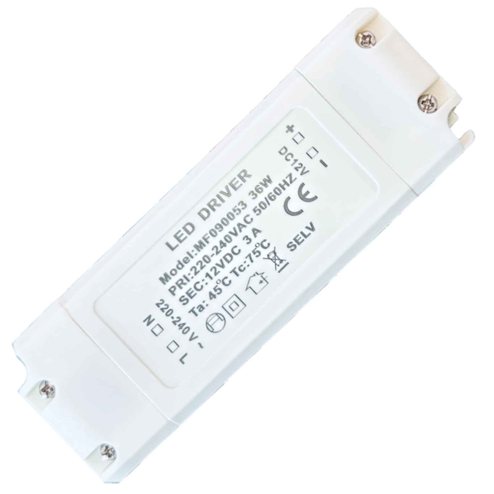 LED Decken Einbauspots 5er Set –, IP44, Feuchträume, Niederspannung 12V, 400 Lumen, Warmweiß, 5W, Rund, inkl. Netzteil & 120cm Zuleitung mit AMP Stecker. Bad, Dusche, Küche, überdachter Aussenbereich