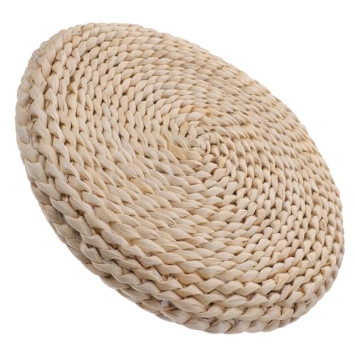 DECHOUS Cojín de Asiento Tejido a Mano Doble Capa 30x30 Cm de Hierba de Maíz para Meditación y Yoga, Tapete Natural, Almohada para Sentarse en Sala y Templo