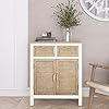 Wood storage cabinet with 2 drawers and doors modern wooden sideboard accent cabinet for dining room living room entryway  urban country home decor