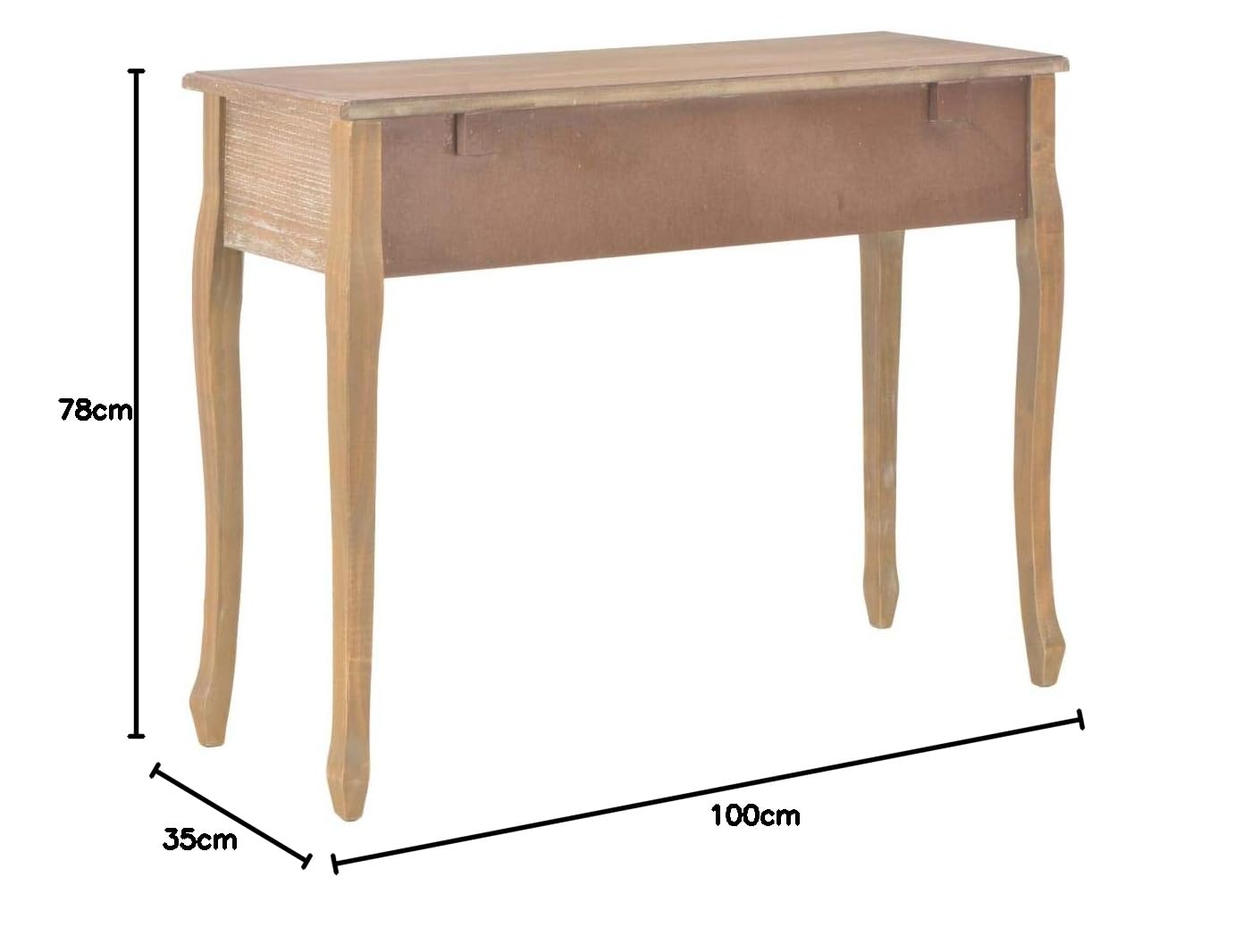vidaXL Tavolo Consolle da Trucco Compatto con 3 Cassetti Tavolino Cosmetico Toilette Pomelli in Ferro Marrone in MDF e Legno di Pino