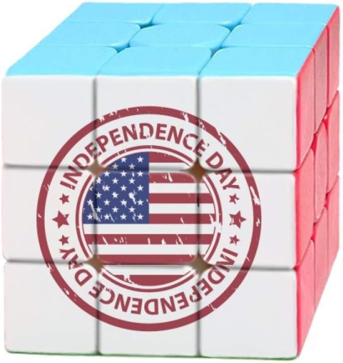 USA Independence Day Flag Red Postmark Magic Cube Puzzle 3x3 Toy Game Play
