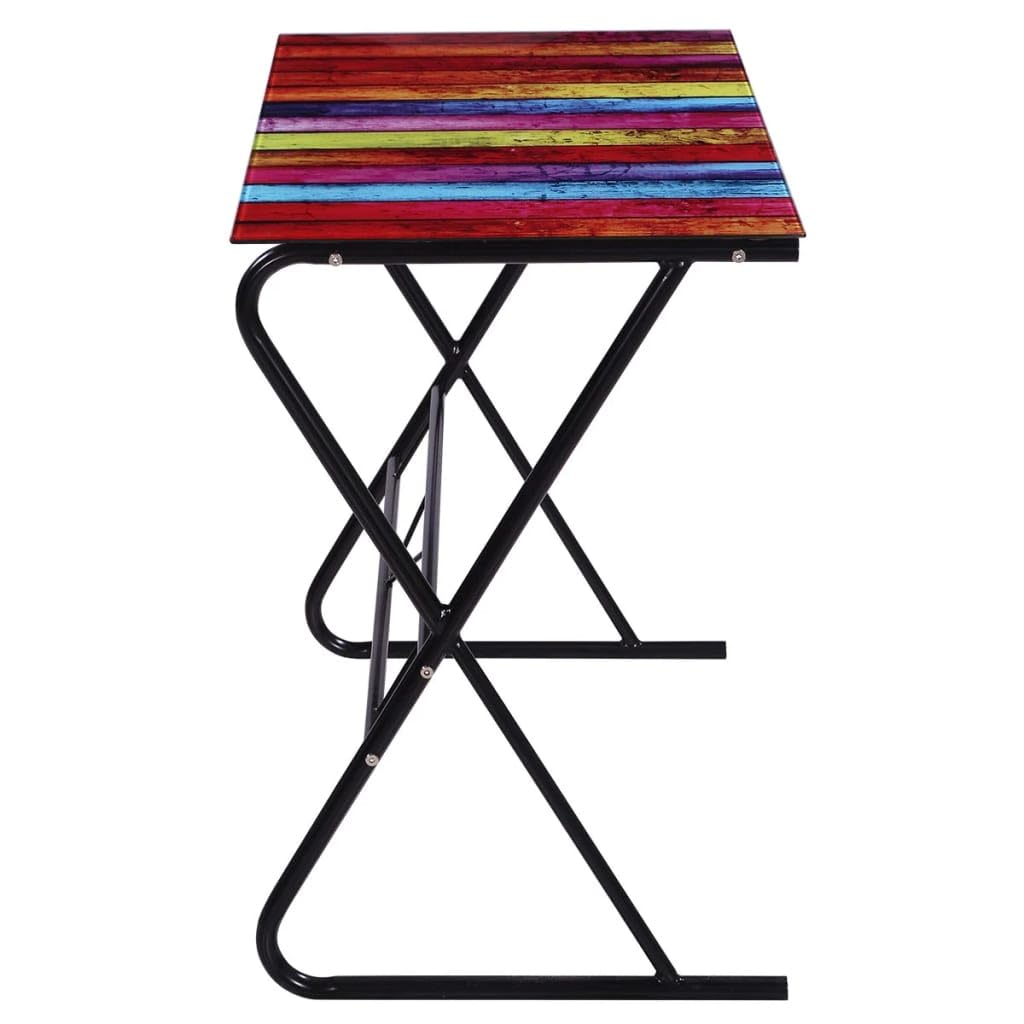 Escritorio de cristal con patrón de arco iris, muebles de traje