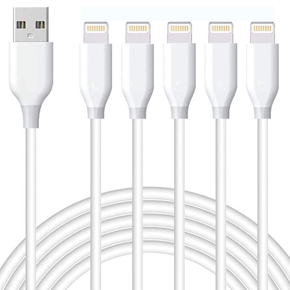 iPhone Charger Cable Lightning Cable 5 Pack 6FT Fast Charging Cords Syncing Extra Long USB iPhone Charging Cable Compatible iPhone 12/11/ XS/Max/XR/X/8/8P/7/7P/6/iPad/IOS (White)