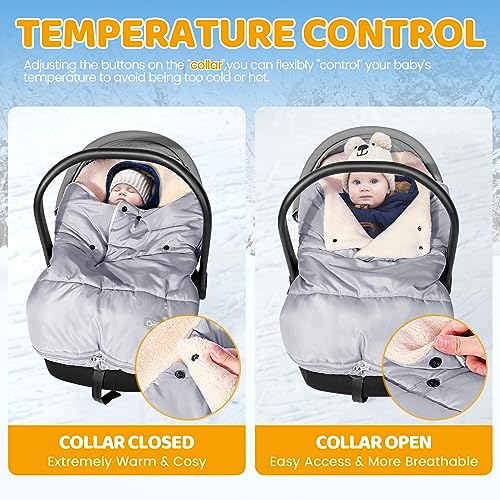 Image of Orzbow Winter Carseat Cover for Baby, Cozy Fleece, Universal Fit,Light Grey