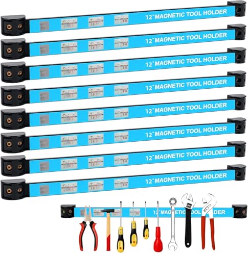 8 PCS Magnetic Tool Holder Strip,Tool Magnet Bar for Garage Organization, Heavy Duty Space Saving Tool Organizer with Mounting Screws for Garage, Workshop, Kitchen (12 inch)