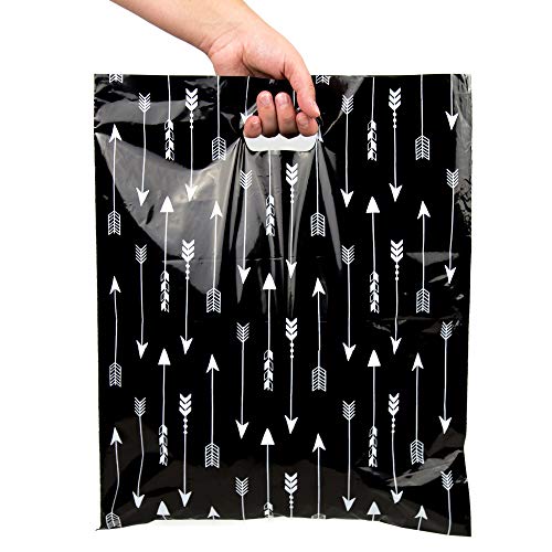 Merchandise Bags 15x18-100 Pack - Arrows (Black) - Glossy Retail Bags - Shopping Bags for Boutique - Boutique Bags - Plastic Shopping Bags