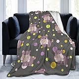 Helves Cute Cartoon Hippo Pattern Blanket Fleece Throw Blanket Soft Flannel Blanket Decor For Couch Sofa Gifts 60'X50'