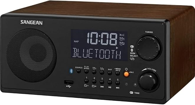Sangean WR-22BK Digital Radio, AM/FM with Bluetooth, USB, Black