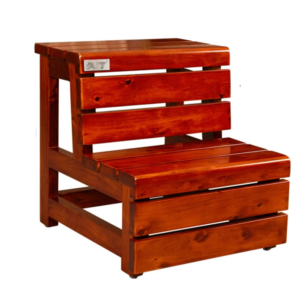 2 Steps Solid Wood Ladder Stool Mortise and Tenon Construction Grille Crossbar Multi-craft Production Ladder Stool Environmentally Friendly Lacquer Finish Complete Footrest