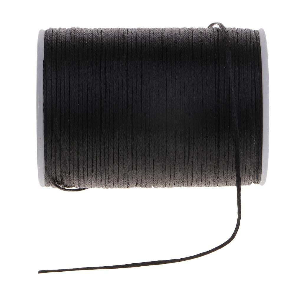 FytStycale Flat Waxed Polyester Cord 0.8mm for Hand Sewing Projects 90 Meters, Black