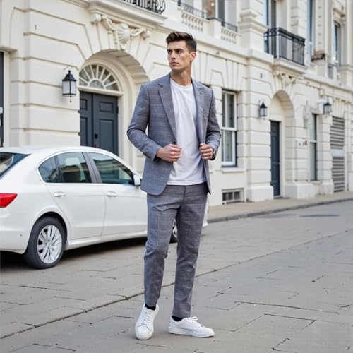 CHITONE Men's Suit Slim Fit 2 Piece Stretch Suits for Men Tuxedo Jacket,Two Button Dress Jacket &Pants for Wedding Party Prom 6