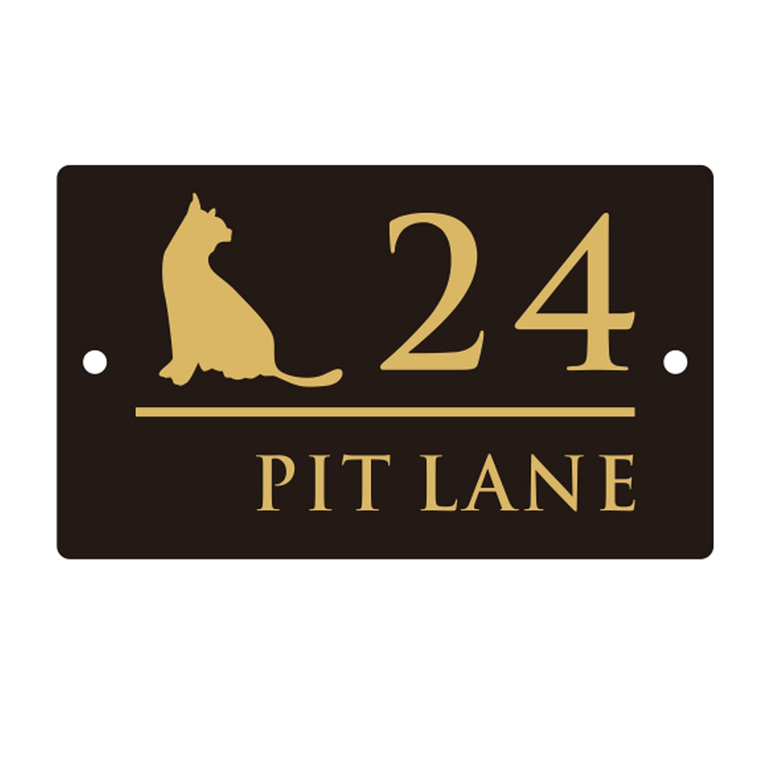 Personalized Outdoor House Numbers Plate Cat House Sign Customized 3D Door Sign Modern Acrylic House Number Plaque Laser Cut Home Number Gift (Black Gold,30x18cm)