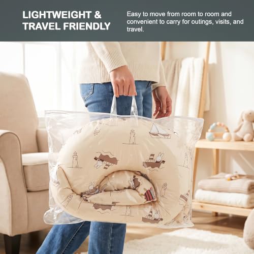 Image of BAYBEE Feeding Pillow for New Born Baby with Foldable Breastfeeding Cover | Feeding Cover for Nursing Mom with Adjustable Velcro & Back Support | Nursing Pillow with Removable & Washable (Beige)