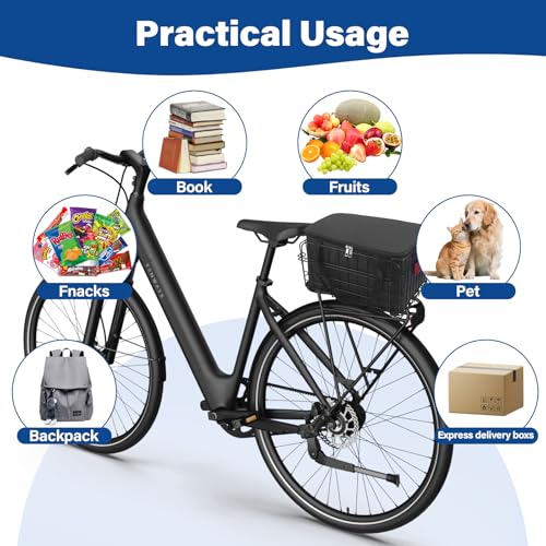 Fahrradkorb Hinten, Faltbarer Fahrradkorb Metall mit Herausnehmbarer Wasserdichter Tragetasche, Fahrradzubehör Rahmenkorb zum Transport von Hunden, Haustieren für E-Bike Mountainbike Citybike Cruiser