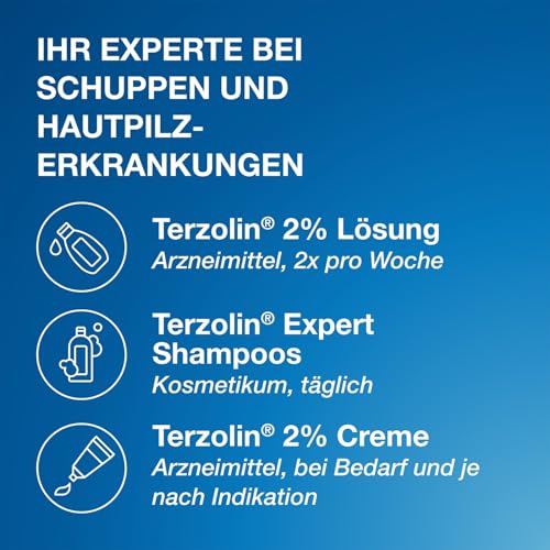 Terzolin 2% Lösung – die medizinische Schuppen-Kur zur Behandlung des ursächlichen Schuppenpilzes, mit Ketoconazol; 60 ml Flasche