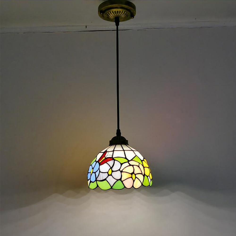 SXWNBIFH European Color Glass Chandelier Vintage Creative Pendant Lamp Home Restaurant Bar Hotel Corridor Bedroom BedHead Pendant Lamp (A D20CM)