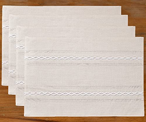 Wracra Beige Placemats Washable Set of 4, 30 x 45 cm Fabric Table Placemats